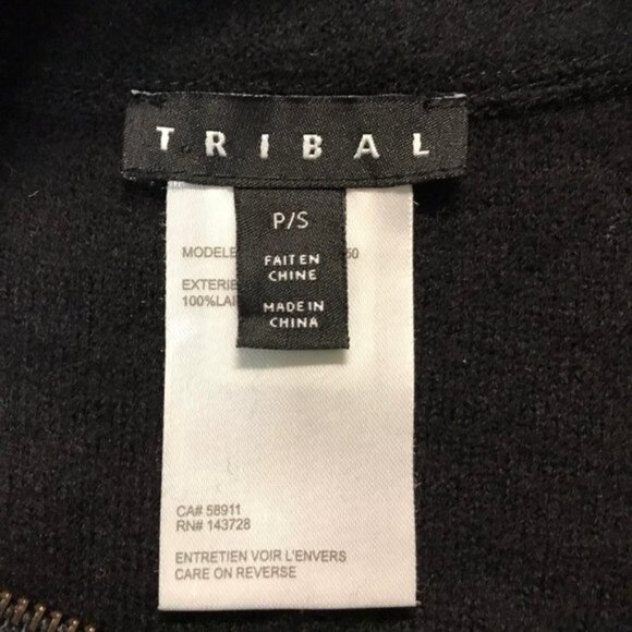 Tribal Brand Boiled Wool Tunic Vest with Pockets Black  White Colorblock - Picture 3 of 6